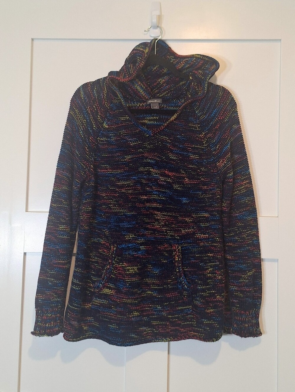 Eddie Bauer Hooded Sweater Multicolors Stretchy Cotton Blend Size Large